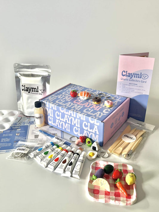 All-in-one clay crafting set designed for charm and keychain making – includes air dry clay in a variety of colors, sculpting accessories, and decorative elements – great for gifting, group activities, or relaxing weekend crafts.